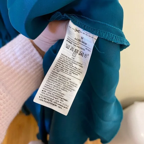 Banana Republic Teal Mock neck pleated dress medium - Picture 3 of 3